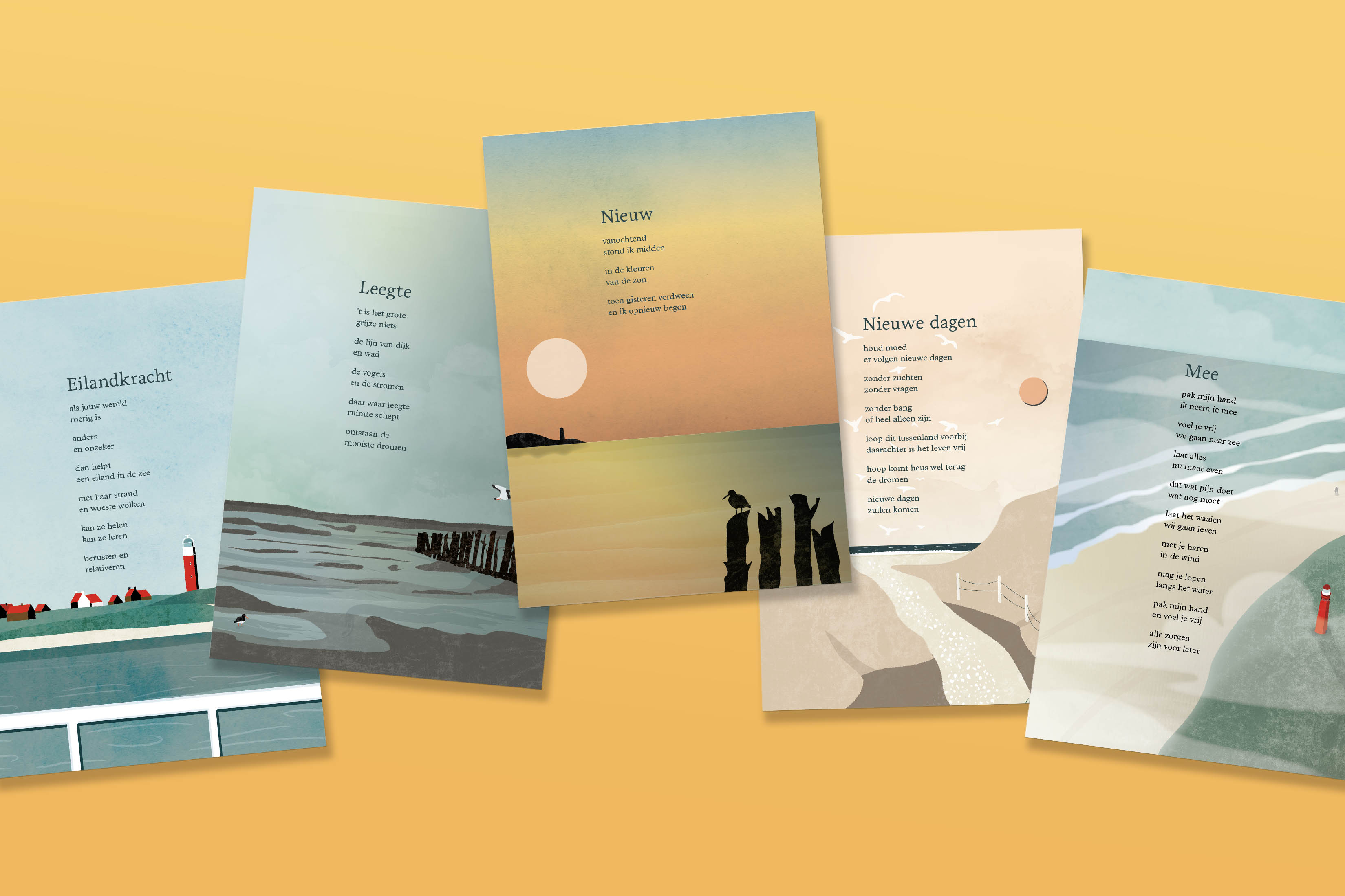 EILAND - Set van 5 Wadkaarten - A5 formaat excl. verzendkosten € 17,50