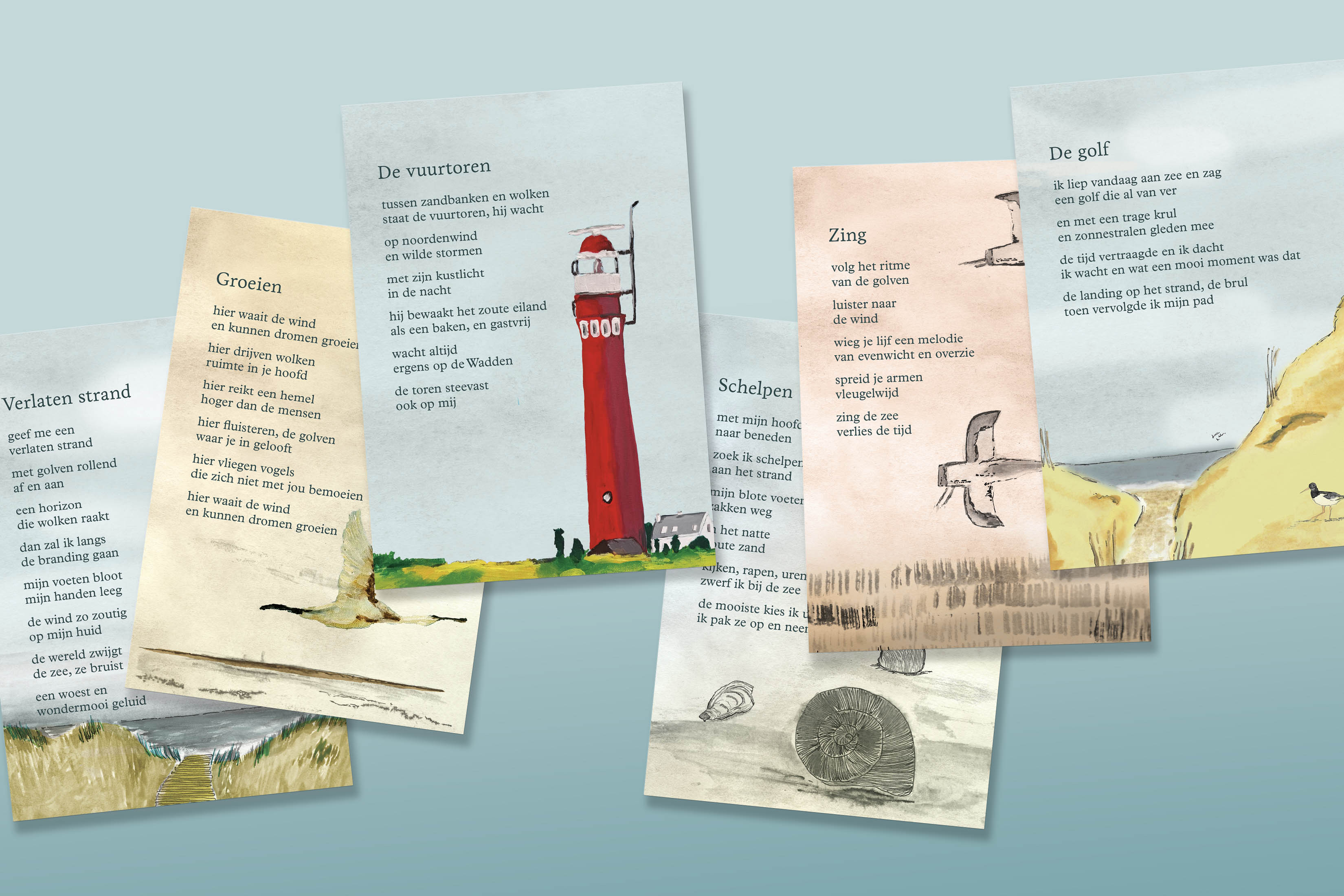 Zeezin - Set van 6 Wadkaarten - A5 formaat excl. verzendkosten €21,00